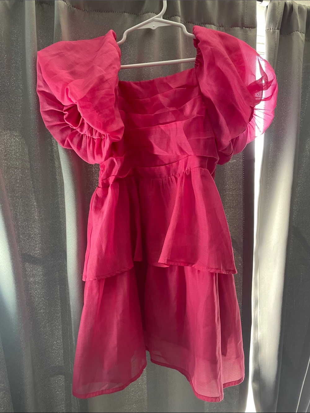 Cat & Jack Hot Pink Puff Sleeve Tiered Dress